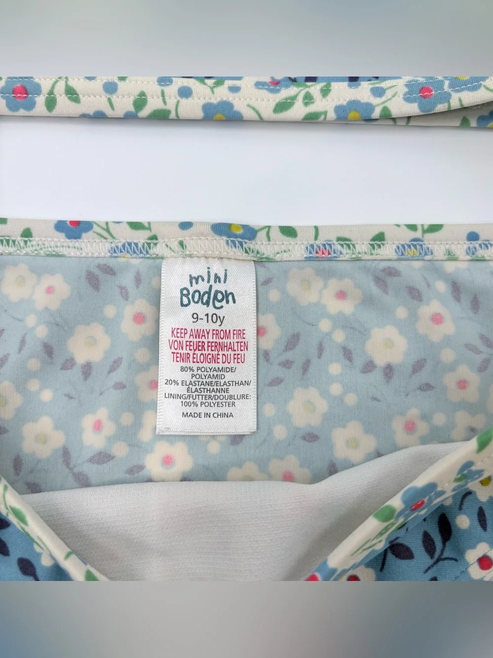 Mini Boden Sapphire Blue Meadow Floral Cross Back Bikini Set